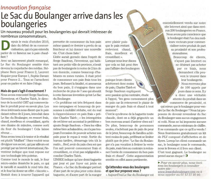 article Les Nouvelles de la Boulangerie Pâtisserie